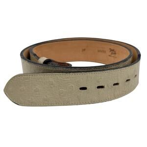 Tony Lama Ostrich Embossed Leather Belt Off White Ivory Western Made in USA 38